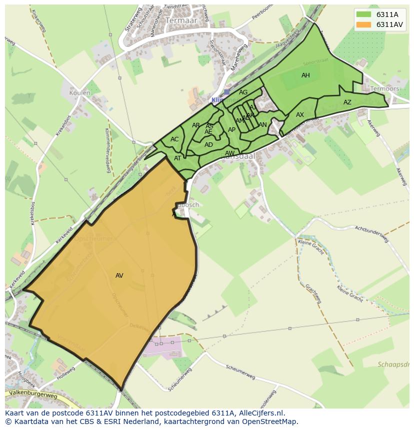 Afbeelding van het postcodegebied 6311 AV op de kaart.