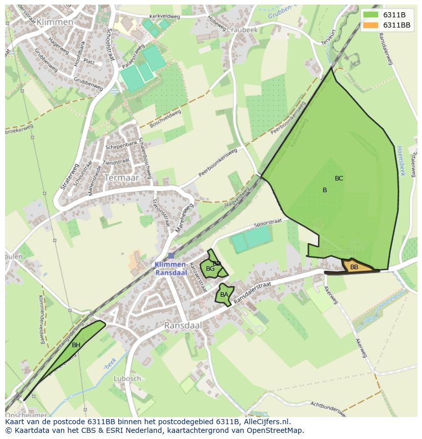 Afbeelding van het postcodegebied 6311 BB op de kaart.