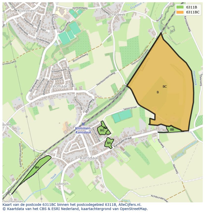 Afbeelding van het postcodegebied 6311 BC op de kaart.