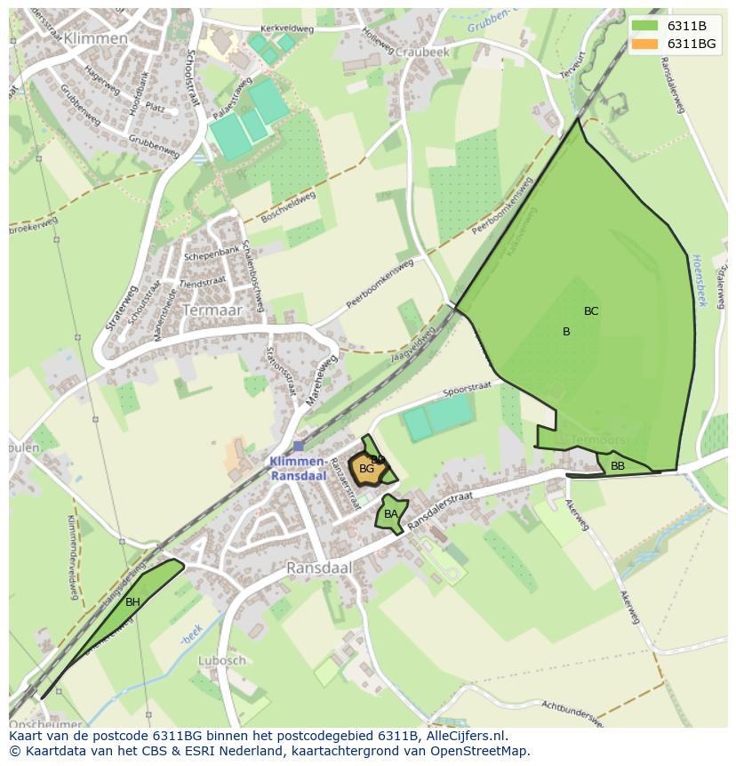 Afbeelding van het postcodegebied 6311 BG op de kaart.