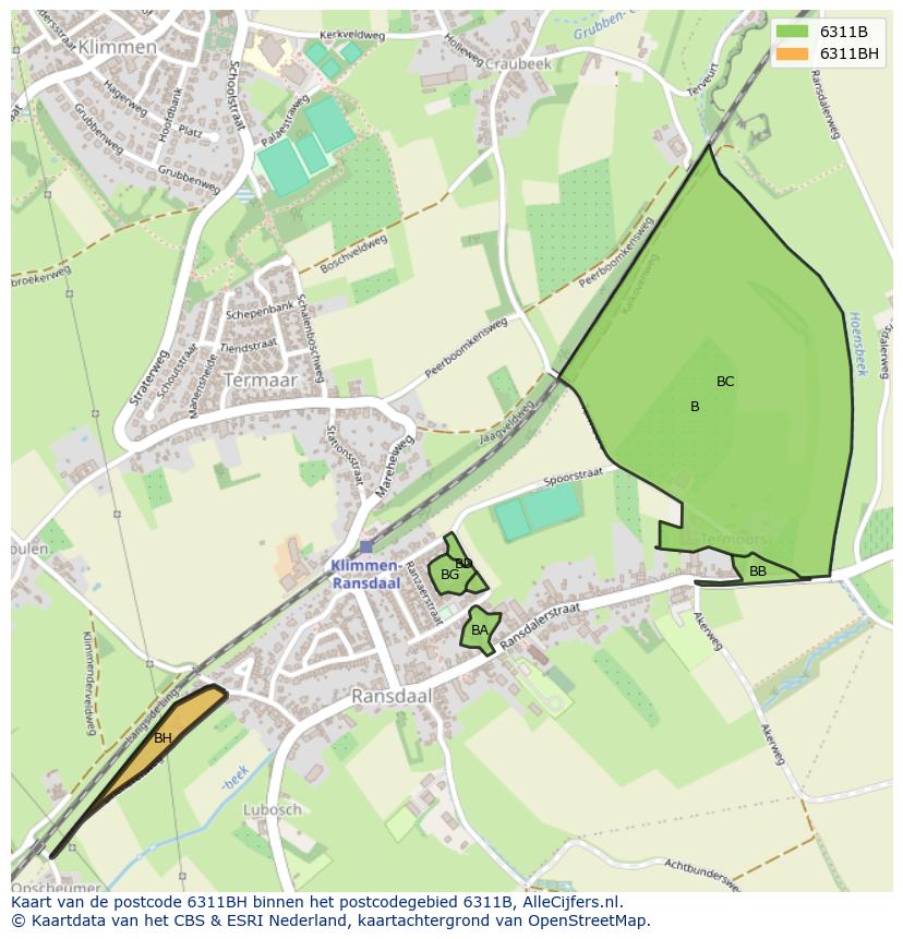 Afbeelding van het postcodegebied 6311 BH op de kaart.