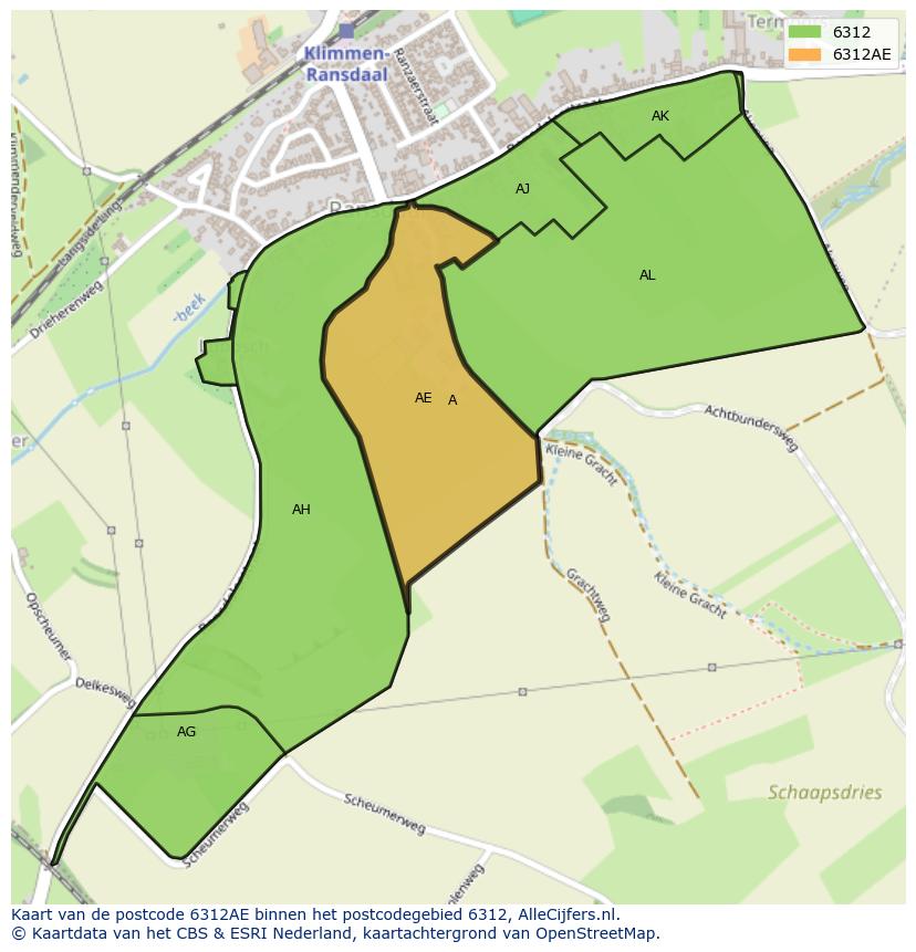 Afbeelding van het postcodegebied 6312 AE op de kaart.