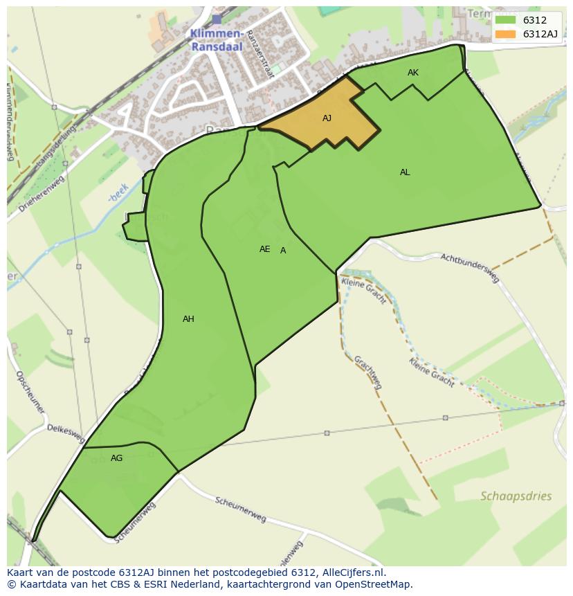 Afbeelding van het postcodegebied 6312 AJ op de kaart.