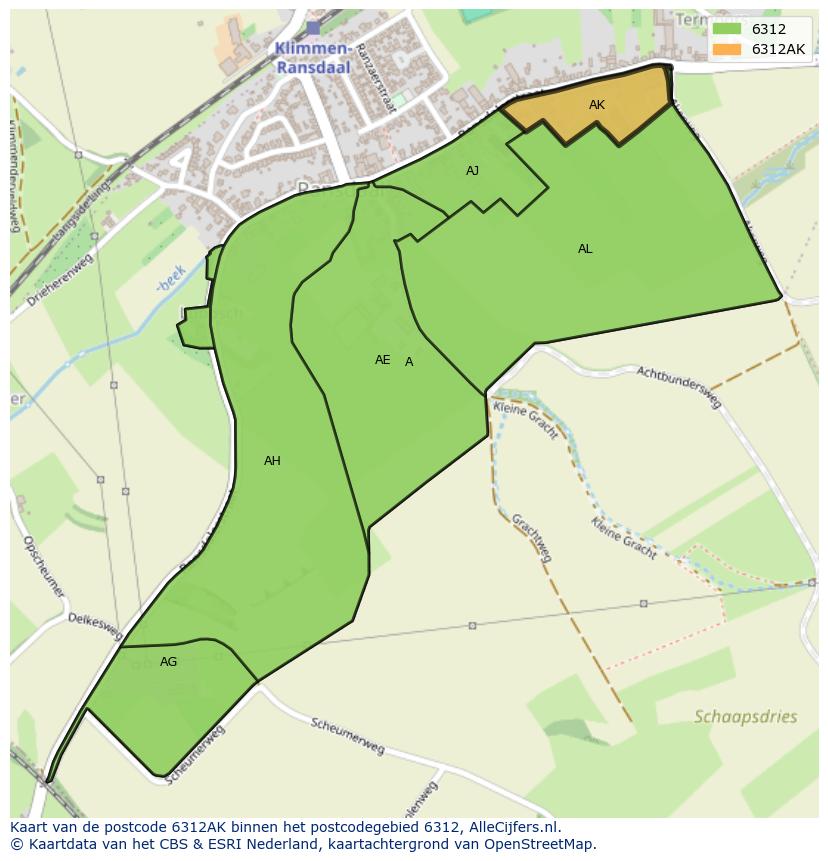 Afbeelding van het postcodegebied 6312 AK op de kaart.