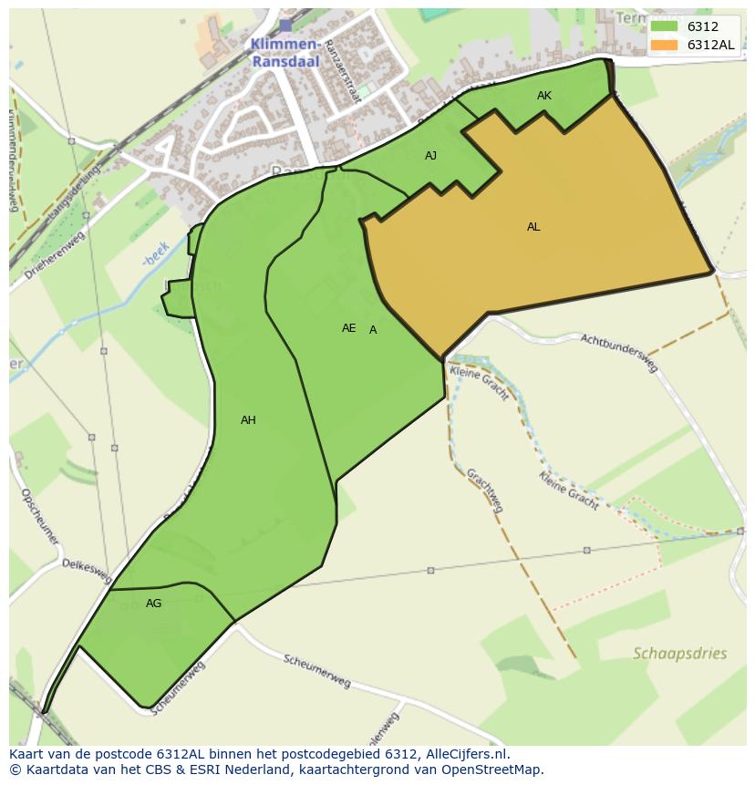 Afbeelding van het postcodegebied 6312 AL op de kaart.