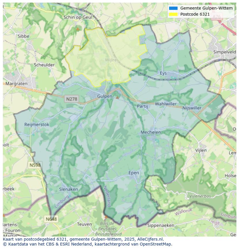 Afbeelding van het postcodegebied 6321 op de kaart.