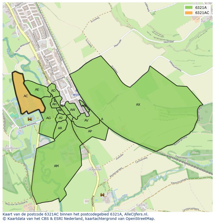 Afbeelding van het postcodegebied 6321 AC op de kaart.
