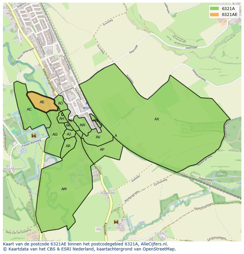 Afbeelding van het postcodegebied 6321 AE op de kaart.