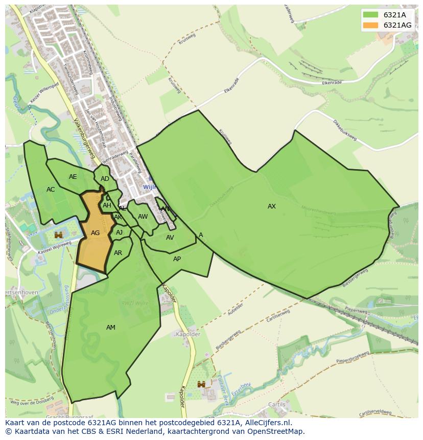 Afbeelding van het postcodegebied 6321 AG op de kaart.