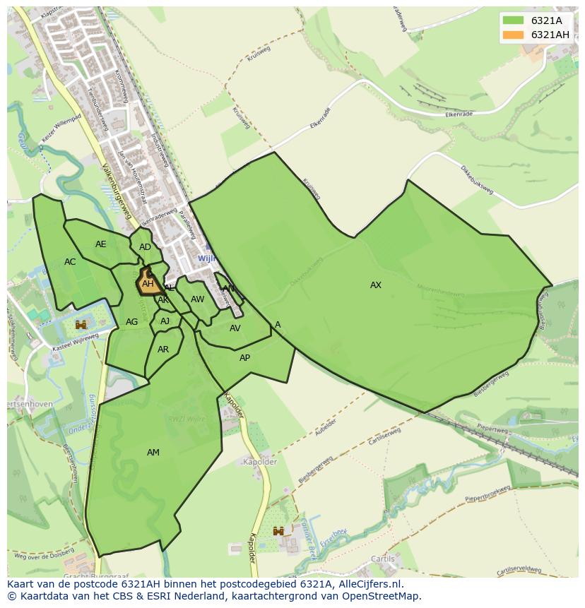 Afbeelding van het postcodegebied 6321 AH op de kaart.