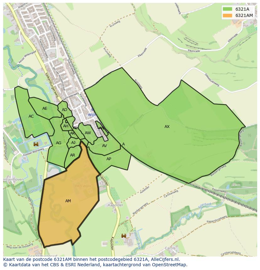 Afbeelding van het postcodegebied 6321 AM op de kaart.