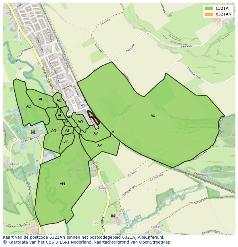 Afbeelding van het postcodegebied 6321 AN op de kaart.