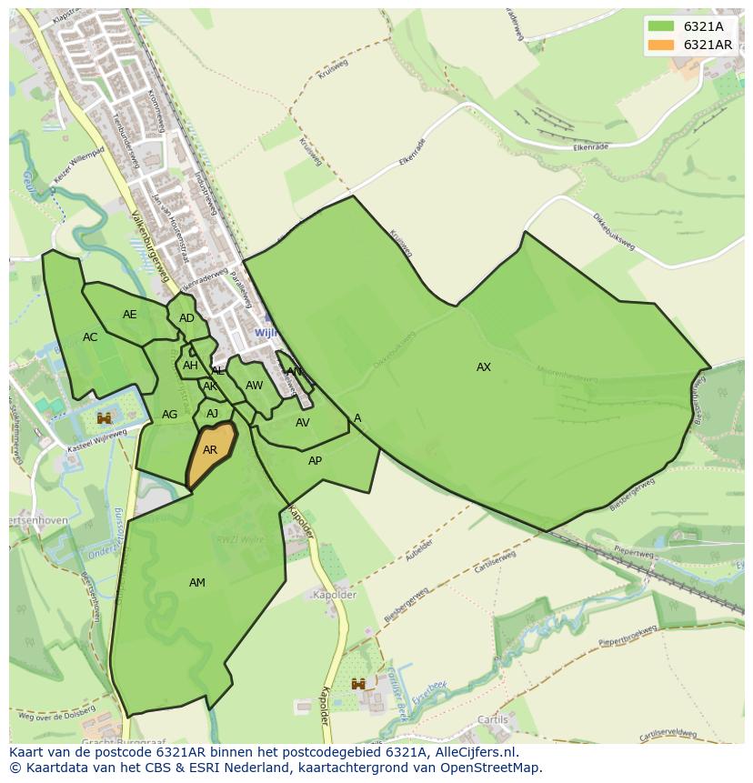 Afbeelding van het postcodegebied 6321 AR op de kaart.