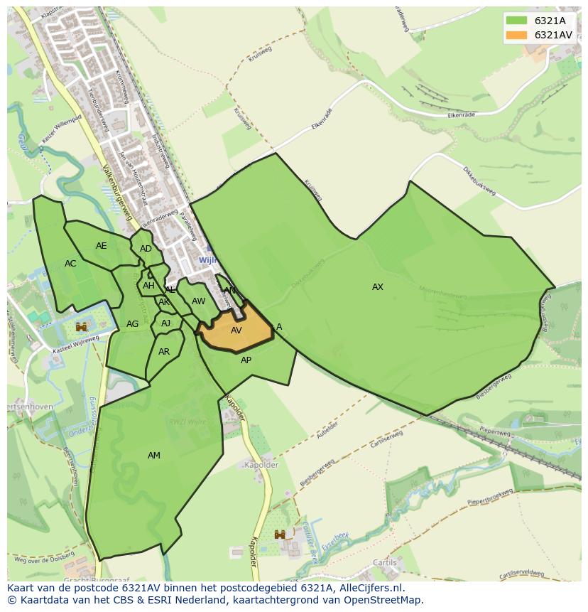 Afbeelding van het postcodegebied 6321 AV op de kaart.