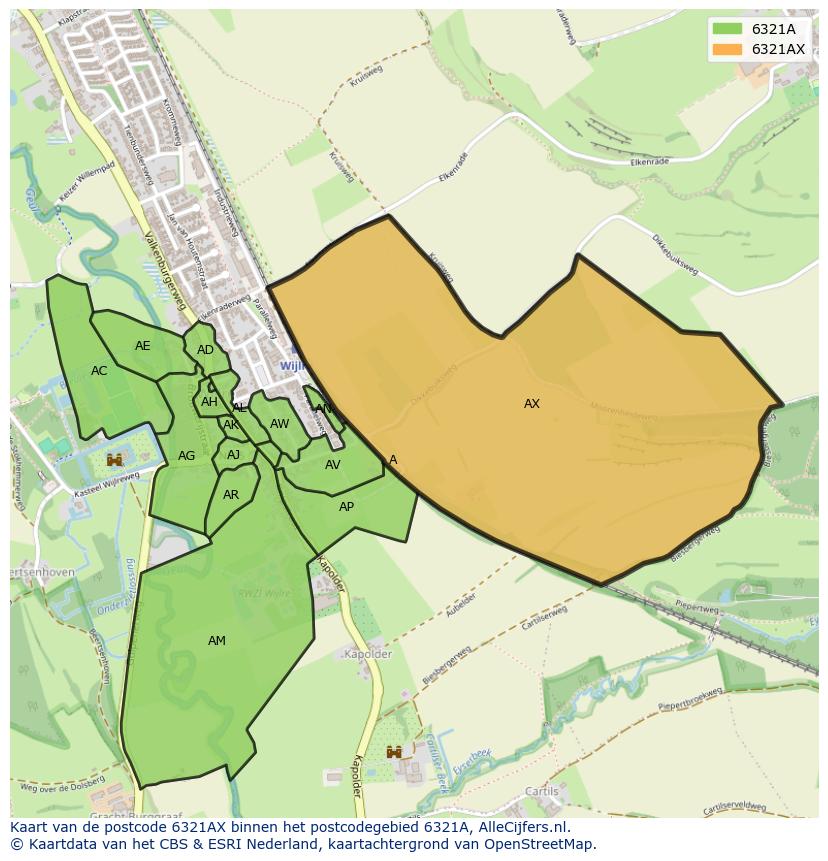 Afbeelding van het postcodegebied 6321 AX op de kaart.