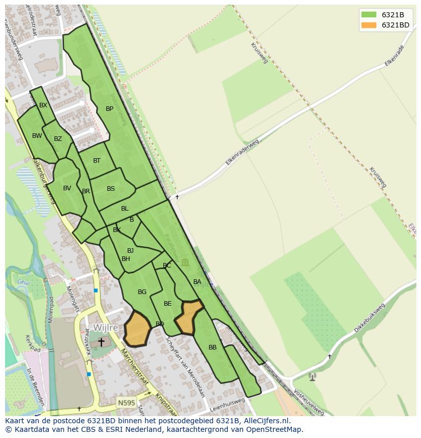 Afbeelding van het postcodegebied 6321 BD op de kaart.