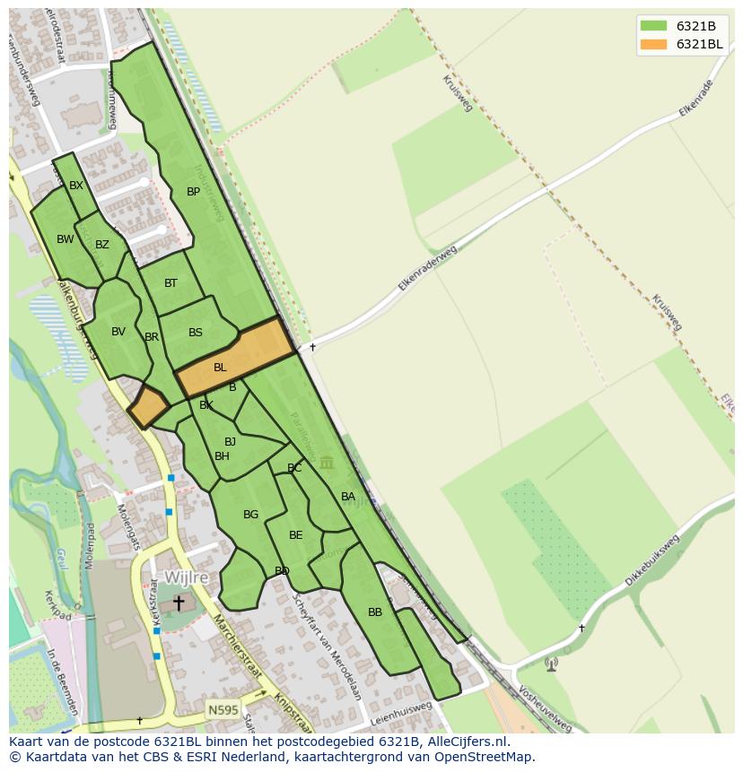 Afbeelding van het postcodegebied 6321 BL op de kaart.
