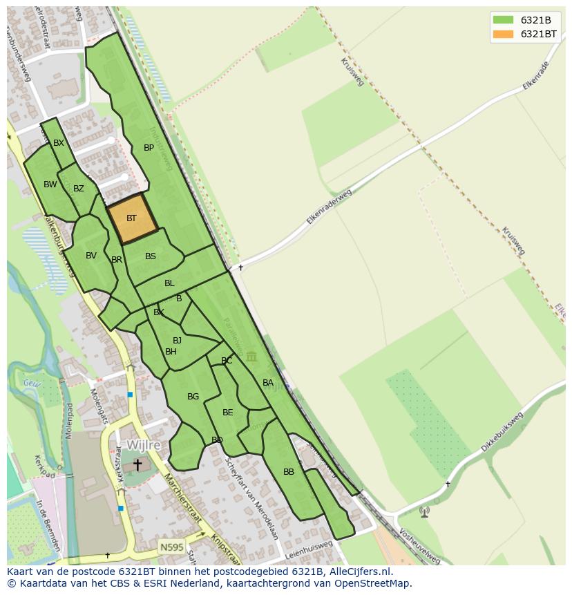 Afbeelding van het postcodegebied 6321 BT op de kaart.