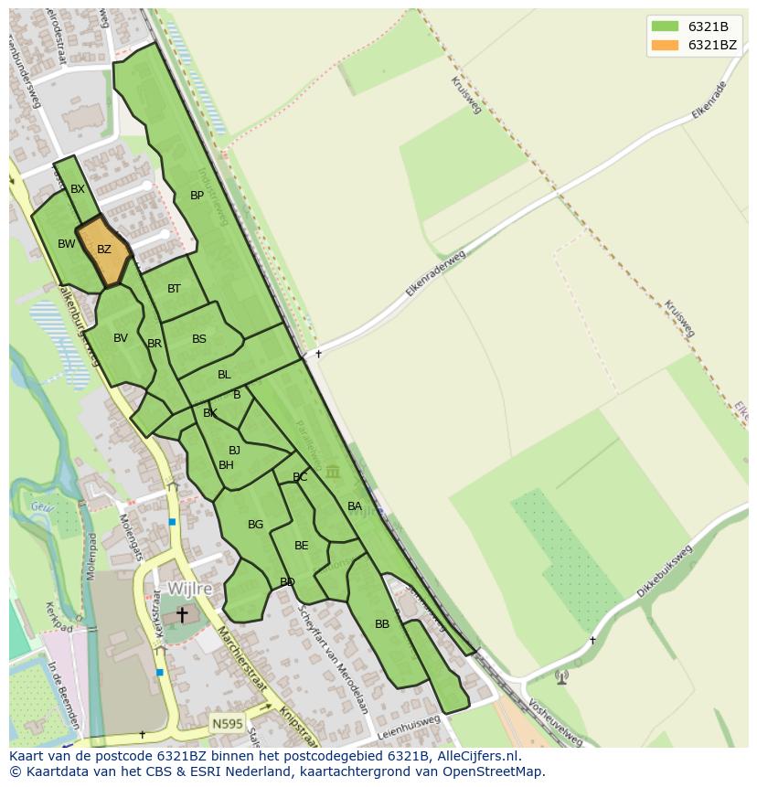 Afbeelding van het postcodegebied 6321 BZ op de kaart.
