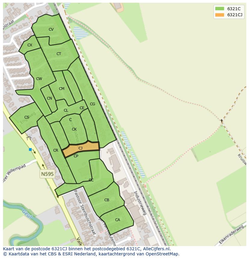 Afbeelding van het postcodegebied 6321 CJ op de kaart.