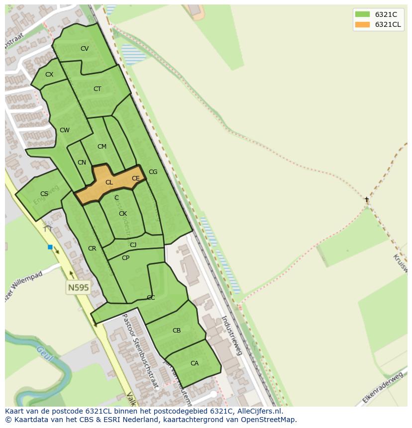 Afbeelding van het postcodegebied 6321 CL op de kaart.