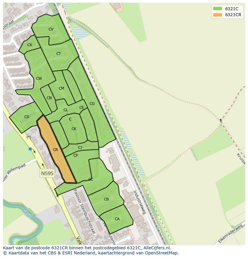 Afbeelding van het postcodegebied 6321 CR op de kaart.