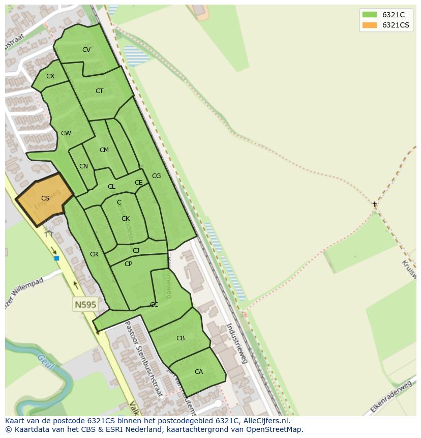 Afbeelding van het postcodegebied 6321 CS op de kaart.