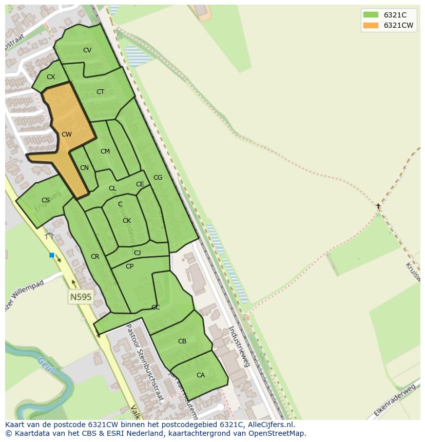 Afbeelding van het postcodegebied 6321 CW op de kaart.