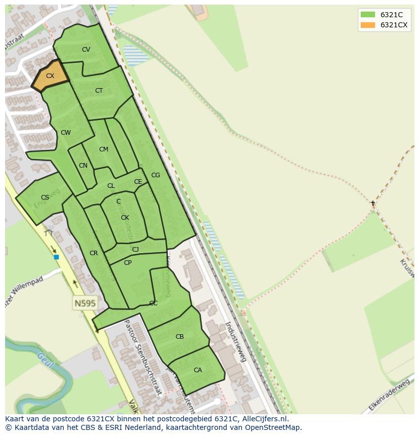 Afbeelding van het postcodegebied 6321 CX op de kaart.