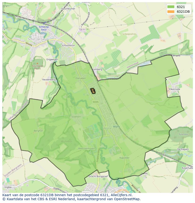 Afbeelding van het postcodegebied 6321 DB op de kaart.