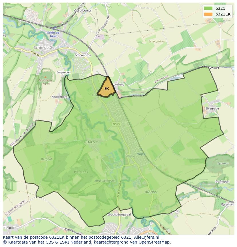 Afbeelding van het postcodegebied 6321 EK op de kaart.