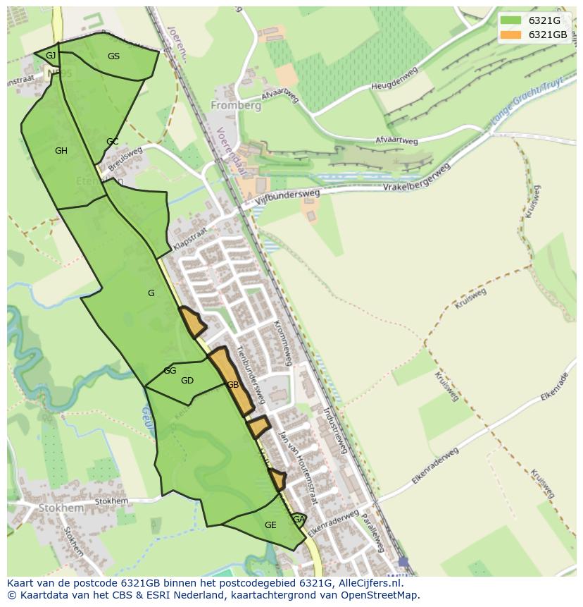 Afbeelding van het postcodegebied 6321 GB op de kaart.