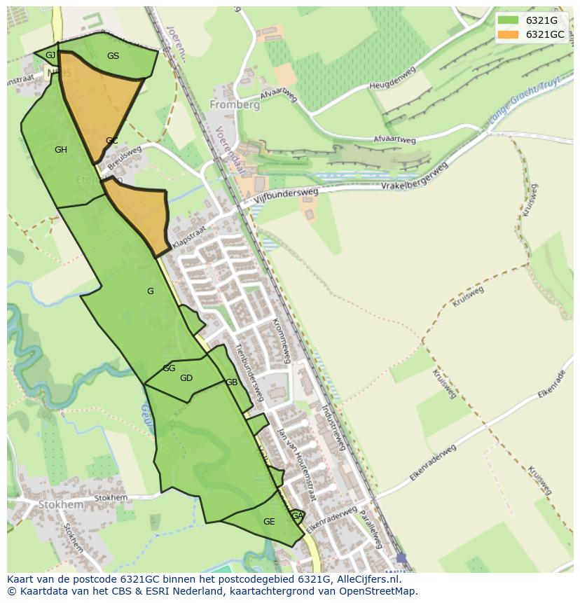 Afbeelding van het postcodegebied 6321 GC op de kaart.
