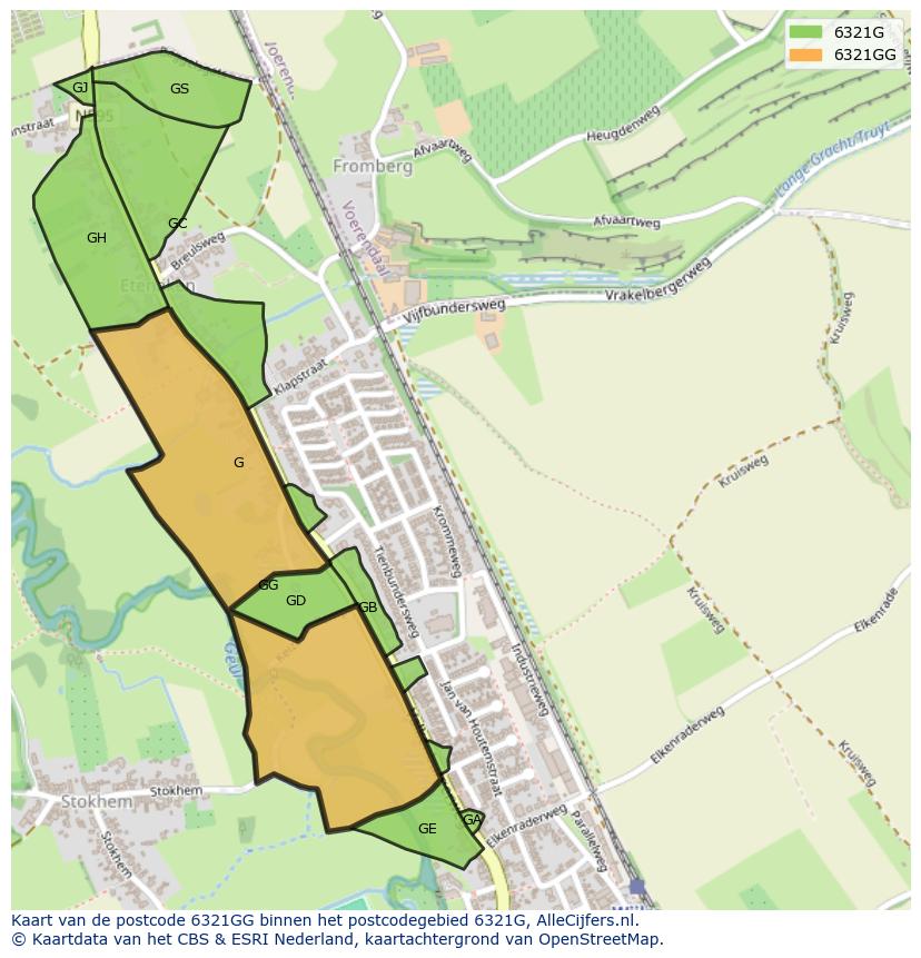 Afbeelding van het postcodegebied 6321 GG op de kaart.