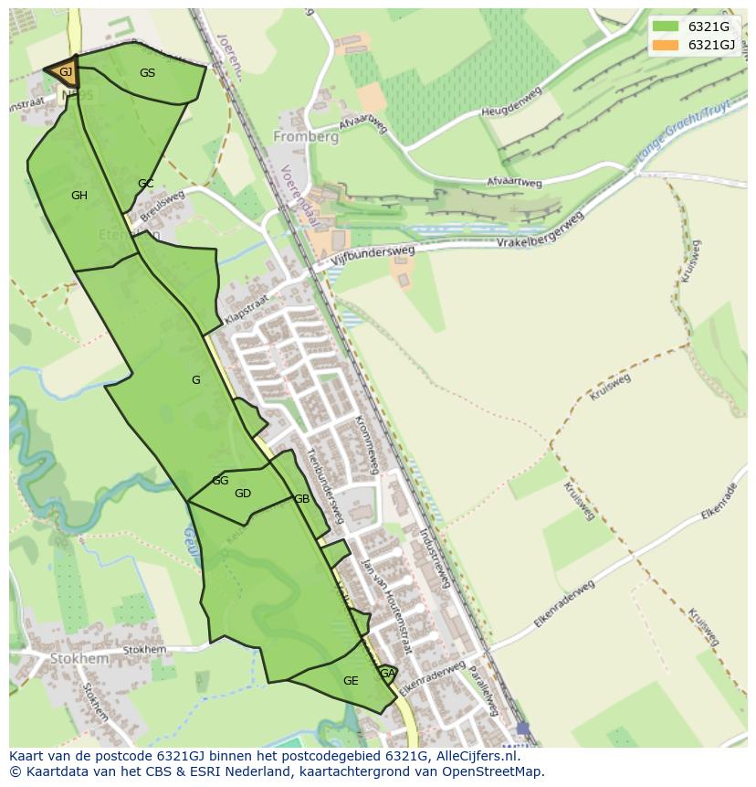 Afbeelding van het postcodegebied 6321 GJ op de kaart.
