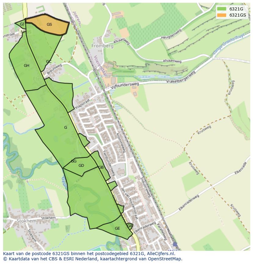 Afbeelding van het postcodegebied 6321 GS op de kaart.