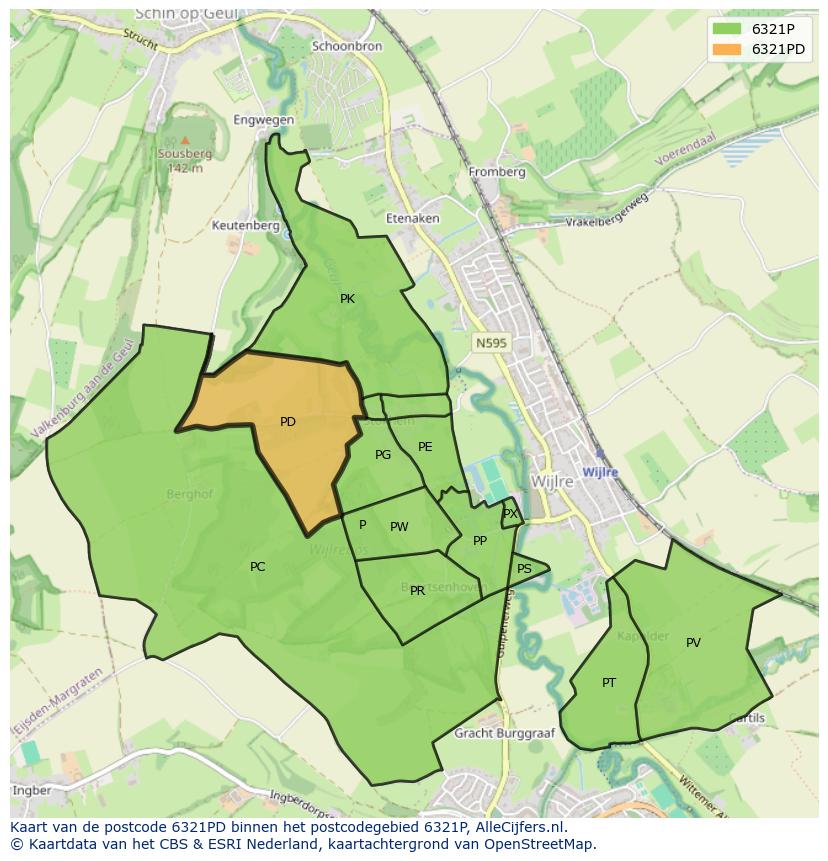 Afbeelding van het postcodegebied 6321 PD op de kaart.