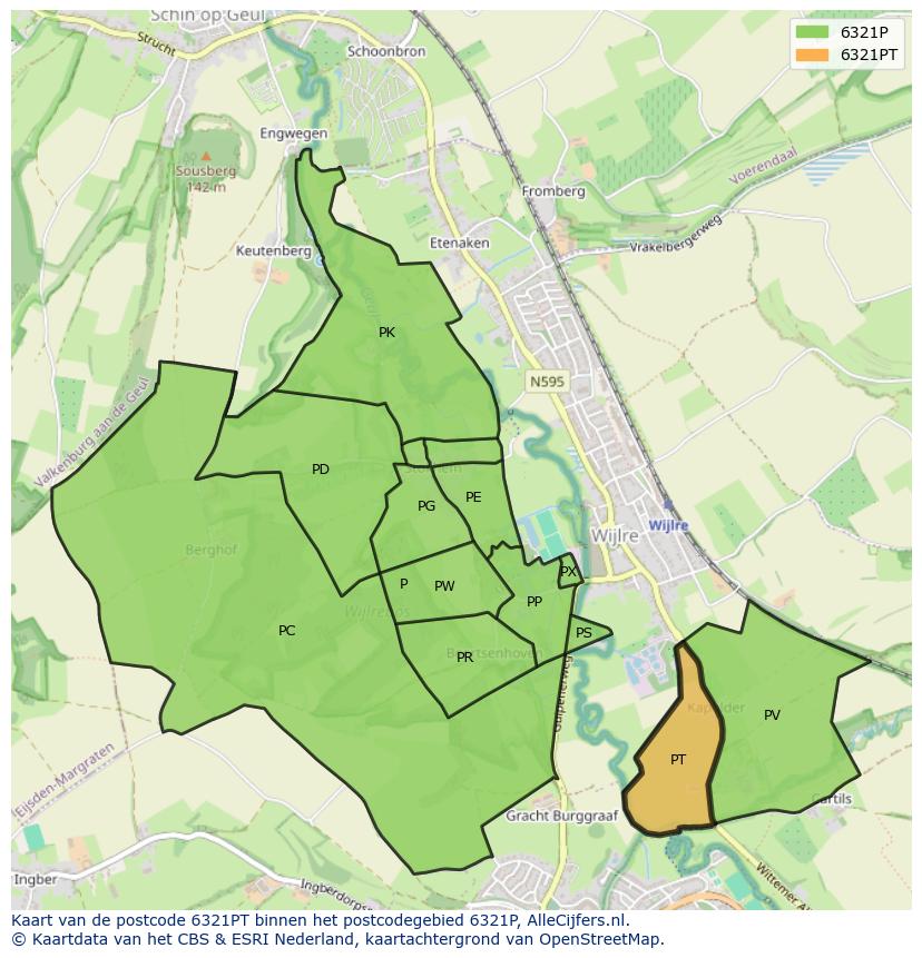 Afbeelding van het postcodegebied 6321 PT op de kaart.