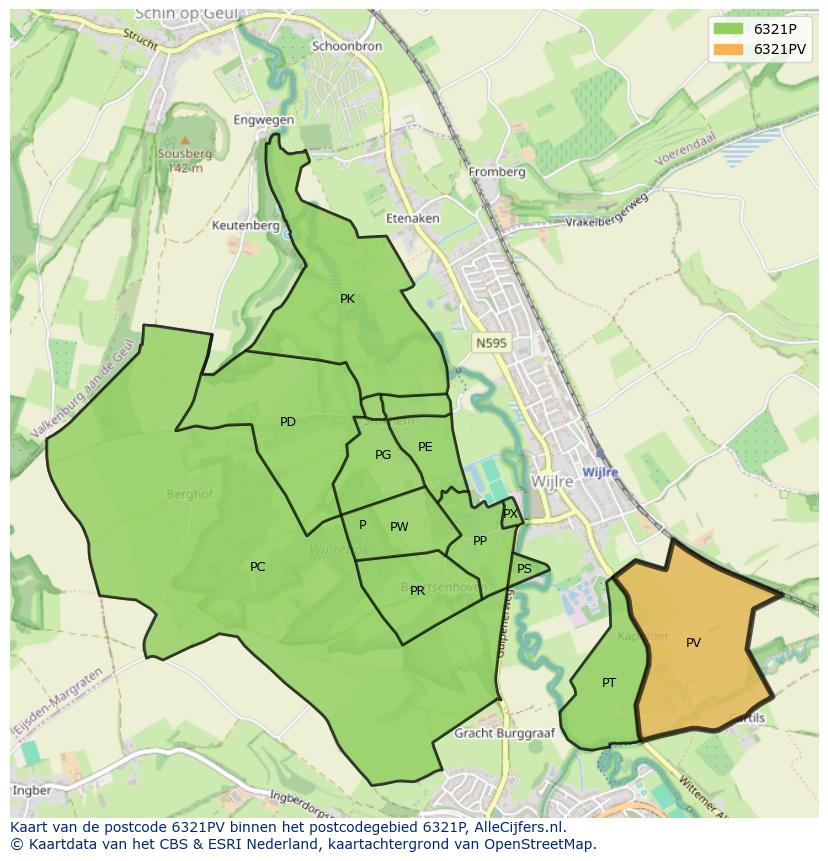 Afbeelding van het postcodegebied 6321 PV op de kaart.