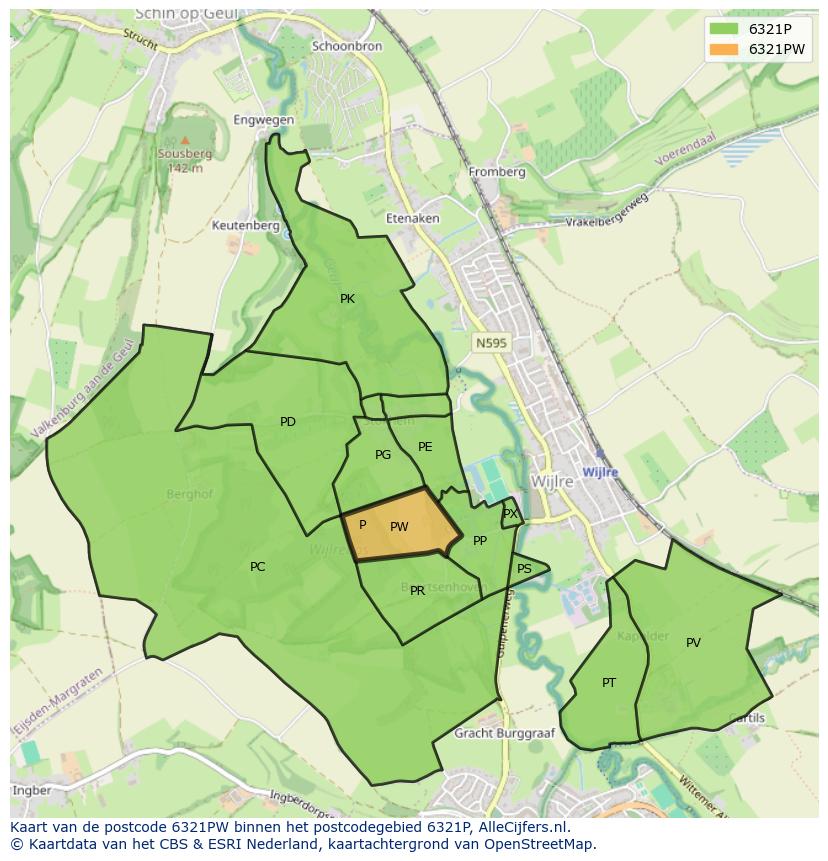 Afbeelding van het postcodegebied 6321 PW op de kaart.