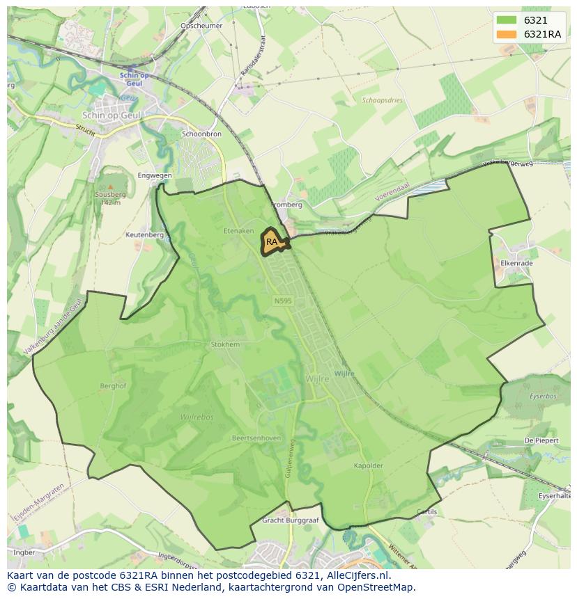Afbeelding van het postcodegebied 6321 RA op de kaart.