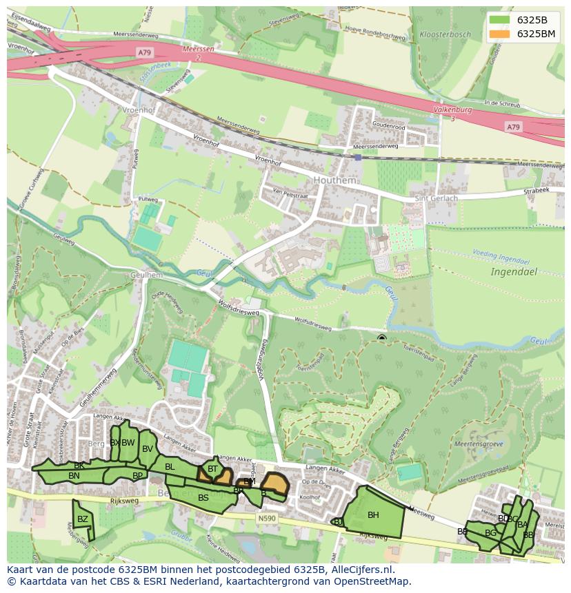 Afbeelding van het postcodegebied 6325 BM op de kaart.