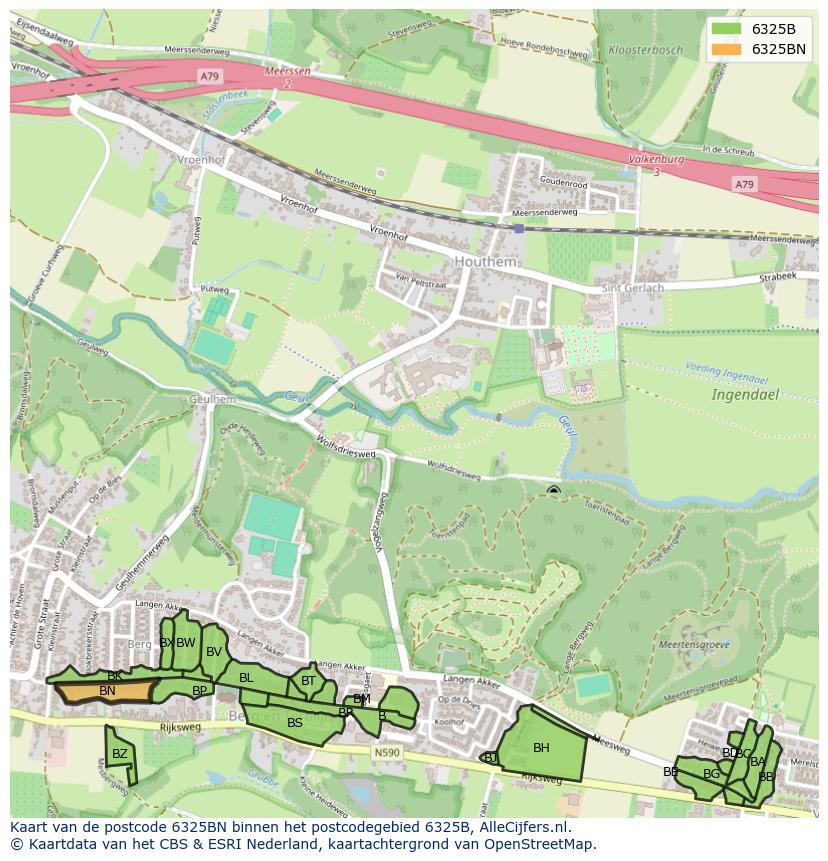 Afbeelding van het postcodegebied 6325 BN op de kaart.