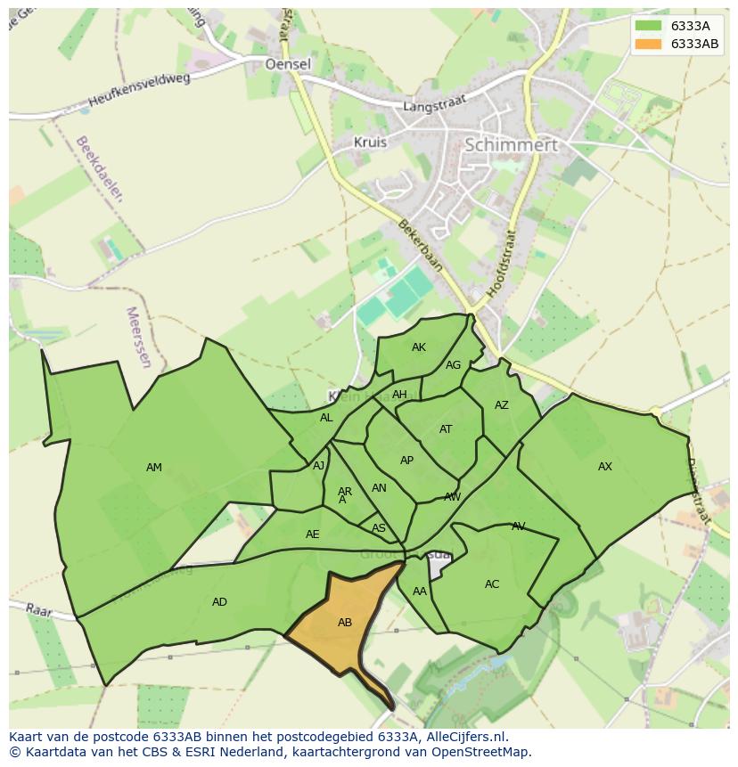 Afbeelding van het postcodegebied 6333 AB op de kaart.