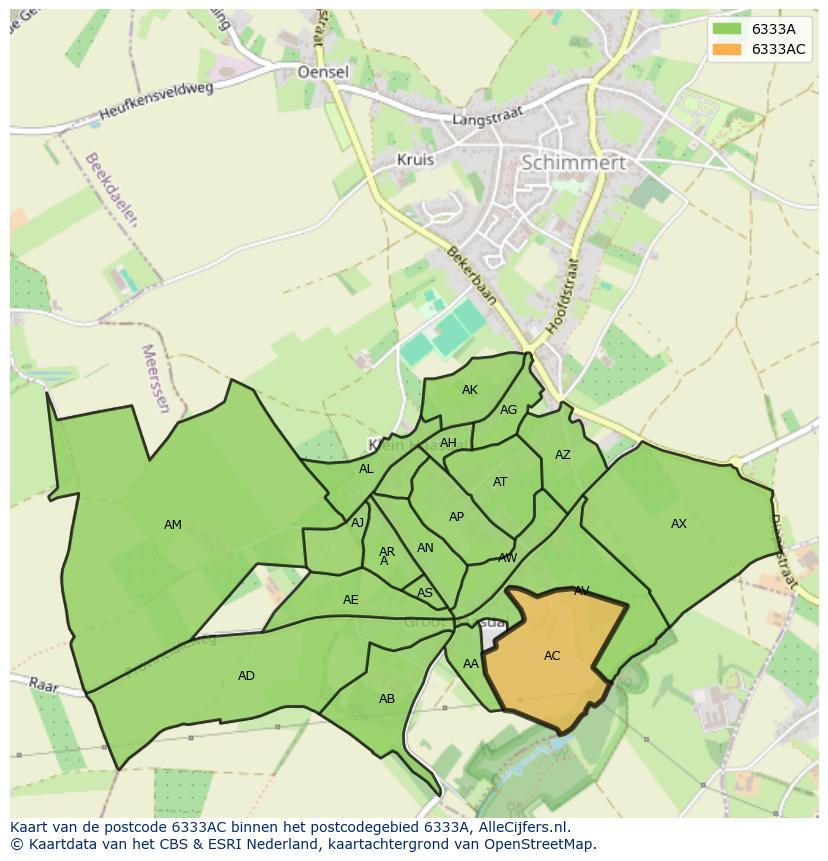 Afbeelding van het postcodegebied 6333 AC op de kaart.
