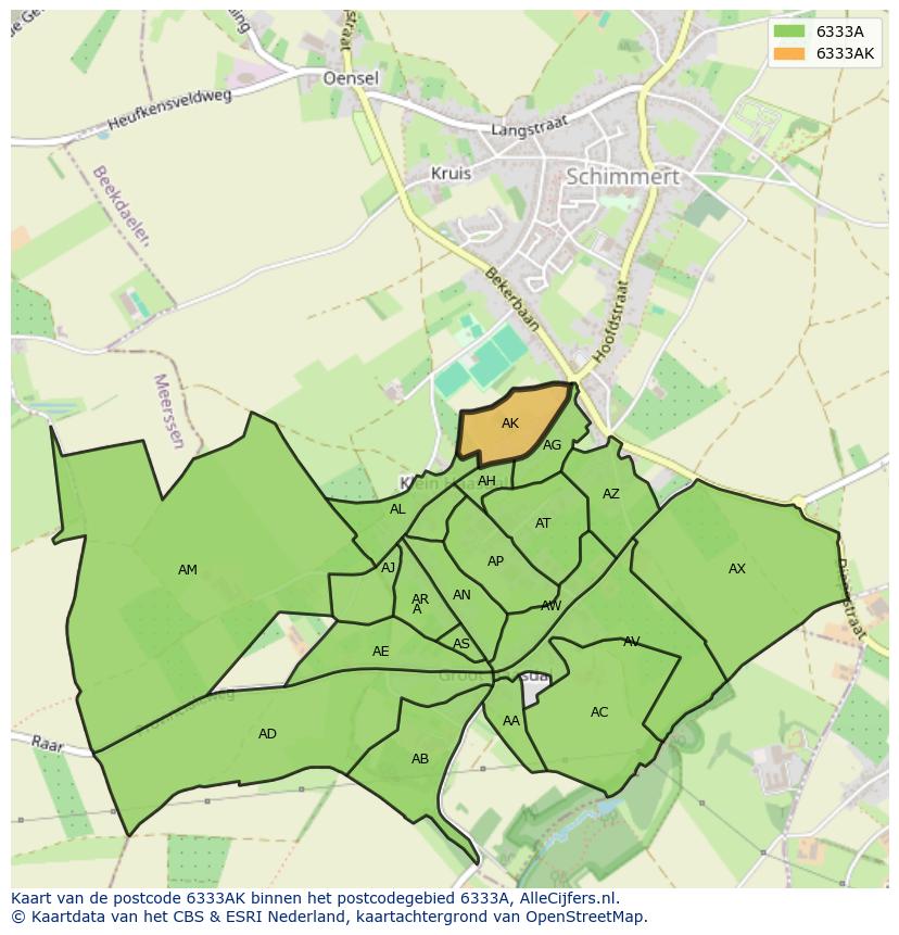 Afbeelding van het postcodegebied 6333 AK op de kaart.