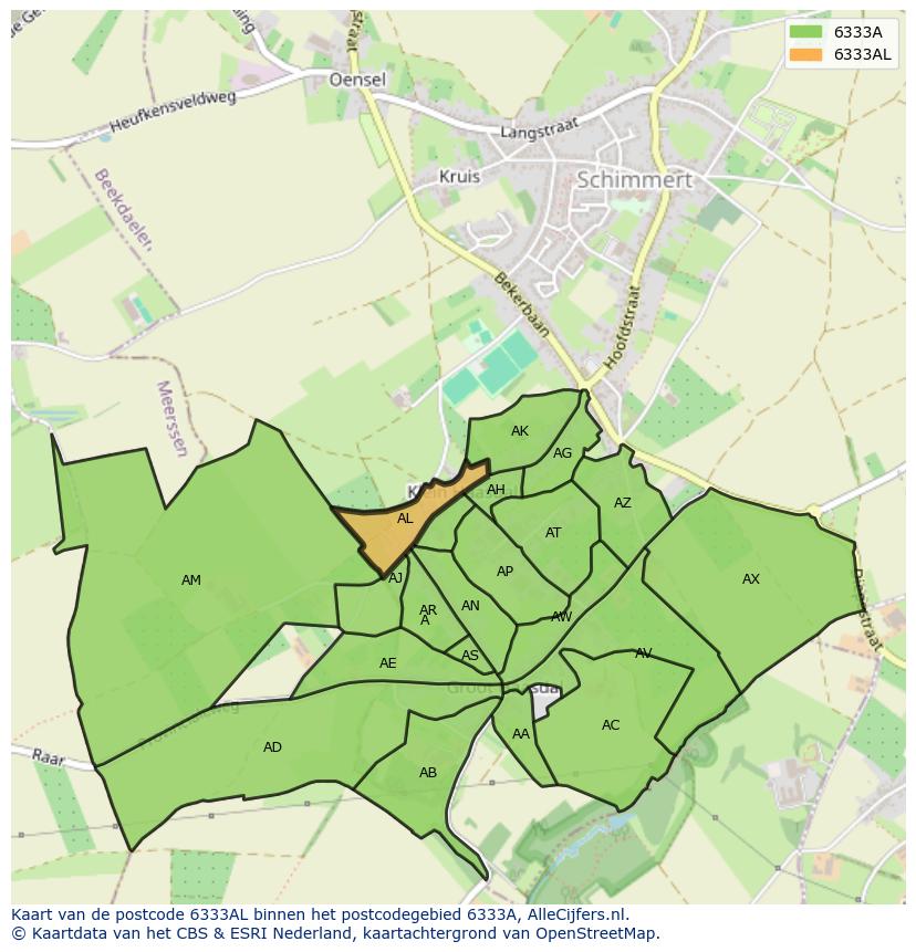 Afbeelding van het postcodegebied 6333 AL op de kaart.