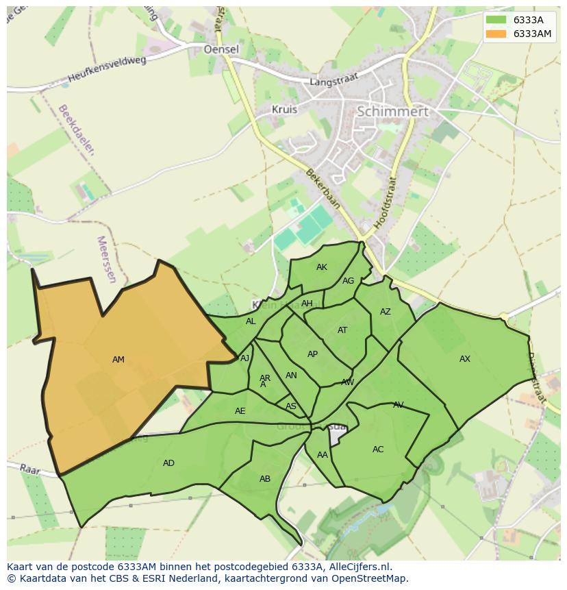 Afbeelding van het postcodegebied 6333 AM op de kaart.