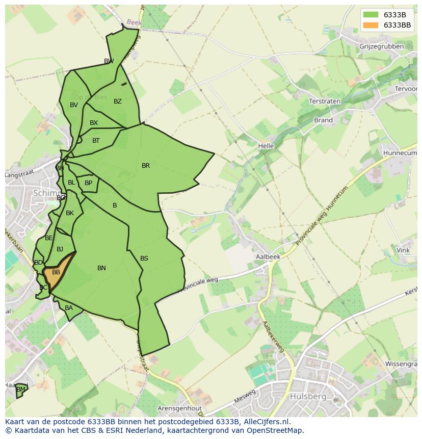 Afbeelding van het postcodegebied 6333 BB op de kaart.