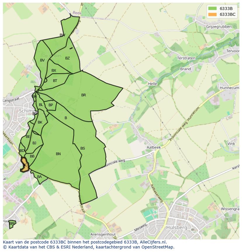 Afbeelding van het postcodegebied 6333 BC op de kaart.